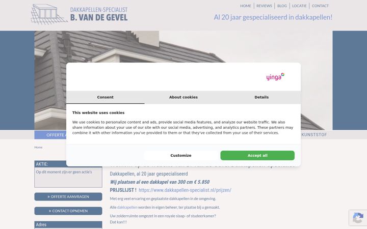 Screenshot of dakkapellen-specialist.nl