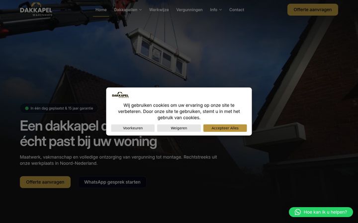 Skjermbilde av dakkapelwarenhuis.nl