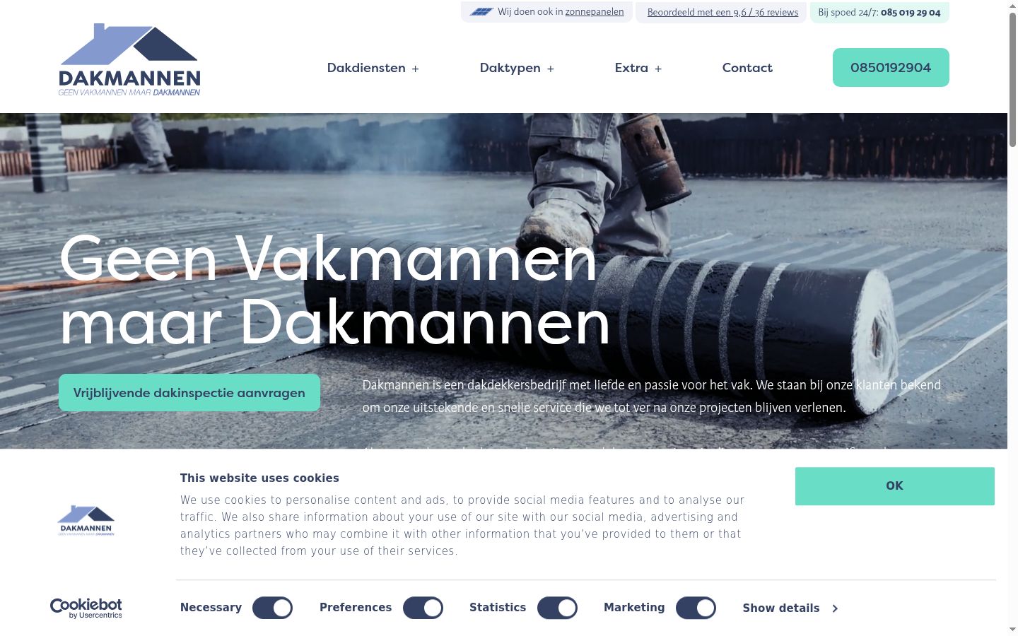 Skjermbilde av samtykkebanneret slik det vises før noen interaksjon