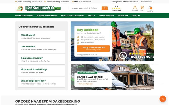 Screenshot of dakmaterialen.com