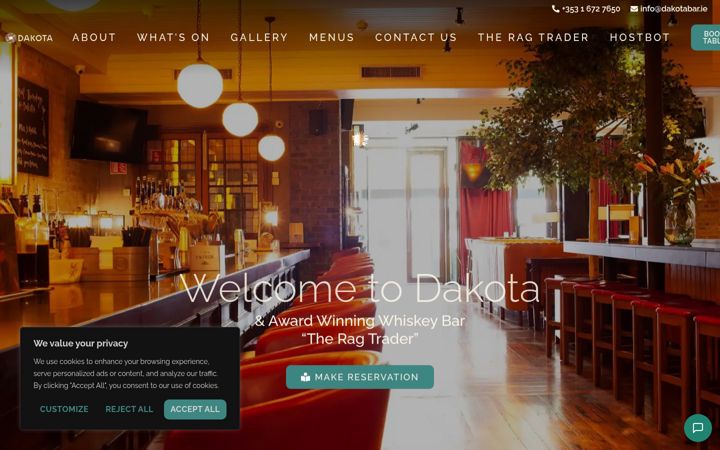 Screenshot van dakotabar.ie