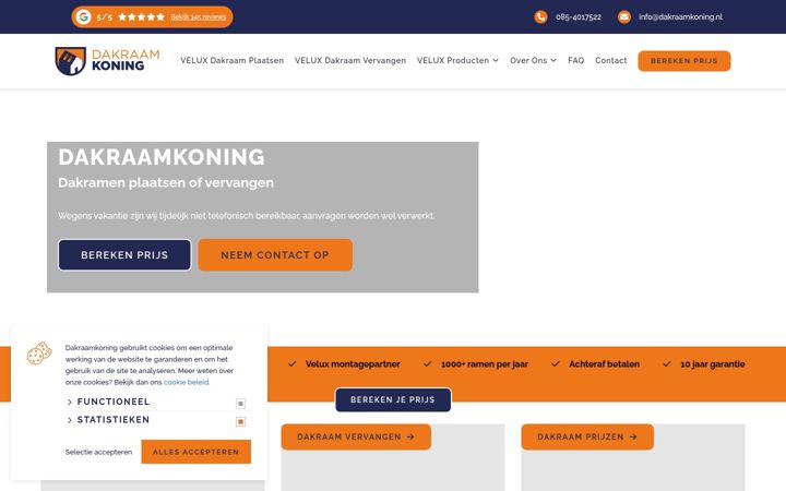 Skjermbilde av dakraamkoning.nl