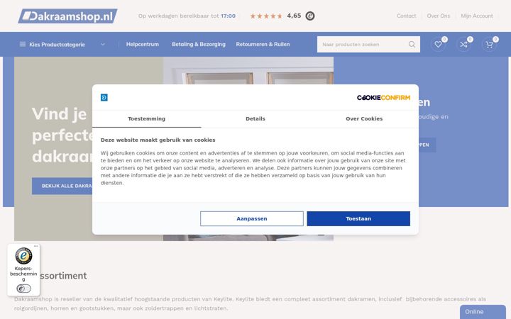 Skjermbilde av dakraamshop.nl