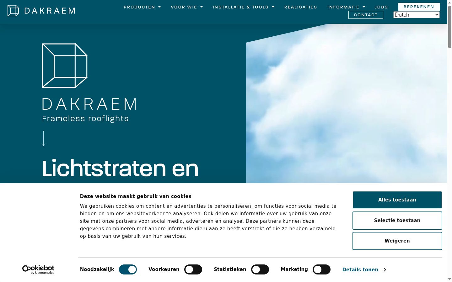 Screenshot van de toestemmingsbanner zoals getoond vóór enige interactie