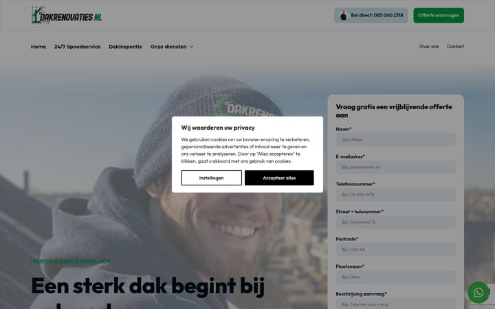 Skjermbilde av dakrenovatiesnl.nl