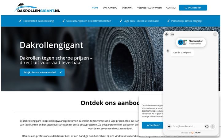 Skjermbilde av dakrollengigant.nl