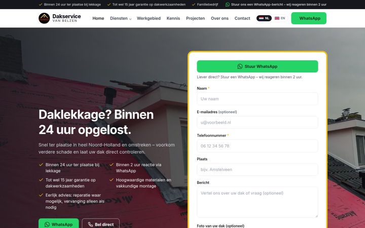 Skjermbilde av dakservicevanbelzen.nl