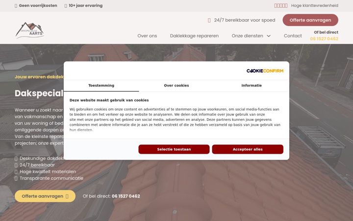 Skjermbilde av dakspecialistaarts.nl