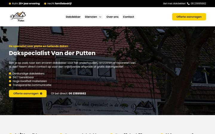Skjermbilde av dakspecialistvdputten.nl