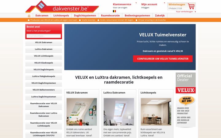 Screenshot van dakvenster.be