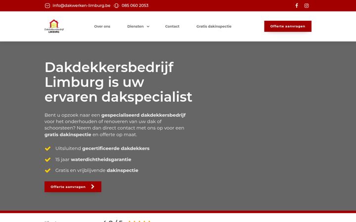 Screenshot van dakwerken-limburg.be