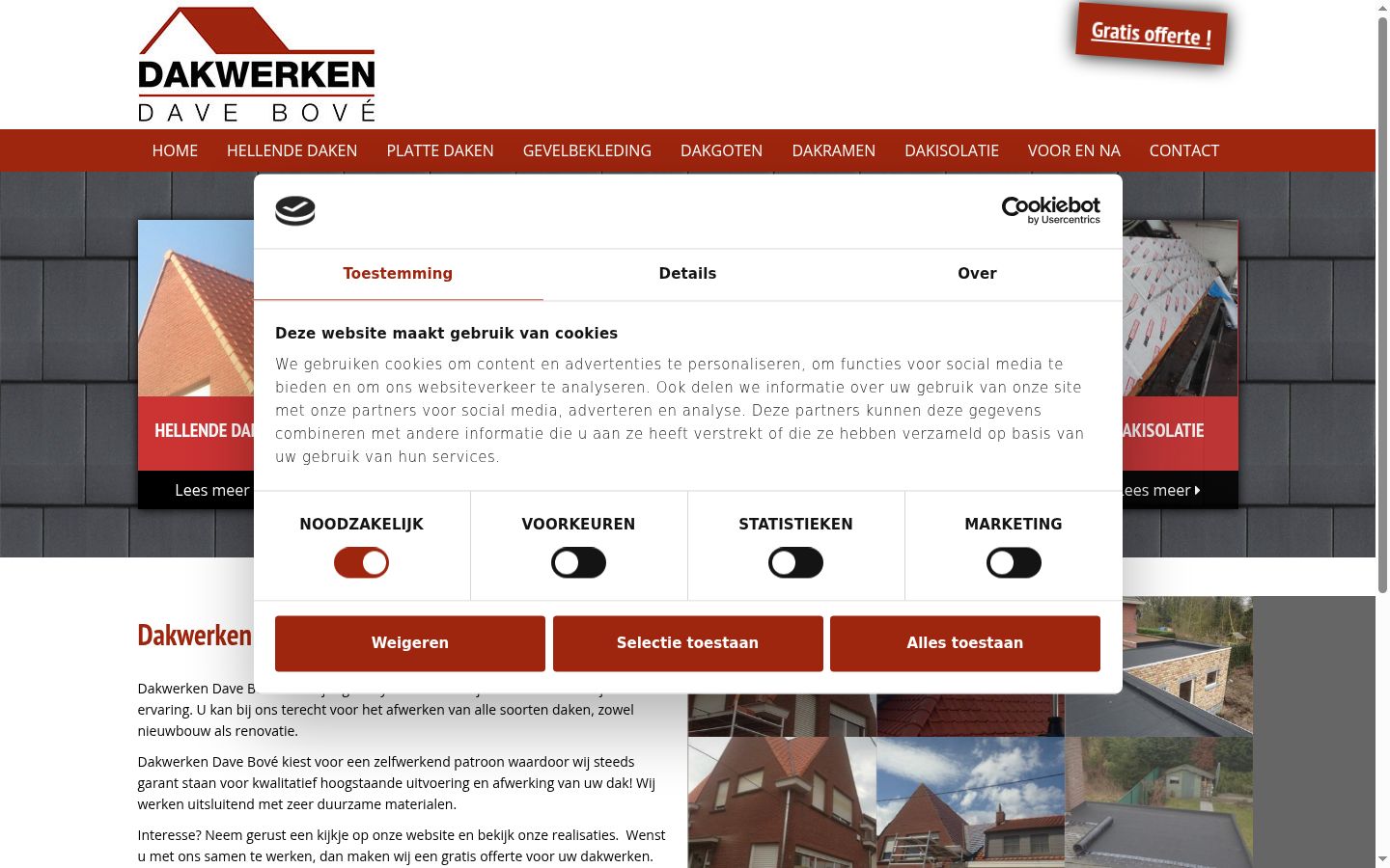 Screenshot van de toestemmingsbanner zoals getoond vóór enige interactie