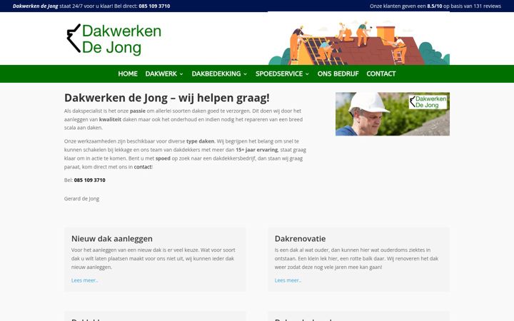 Skjermbilde av dakwerkendejong.nl