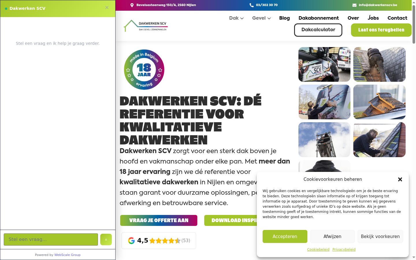 Screenshot van de toestemmingsbanner zoals getoond vóór enige interactie