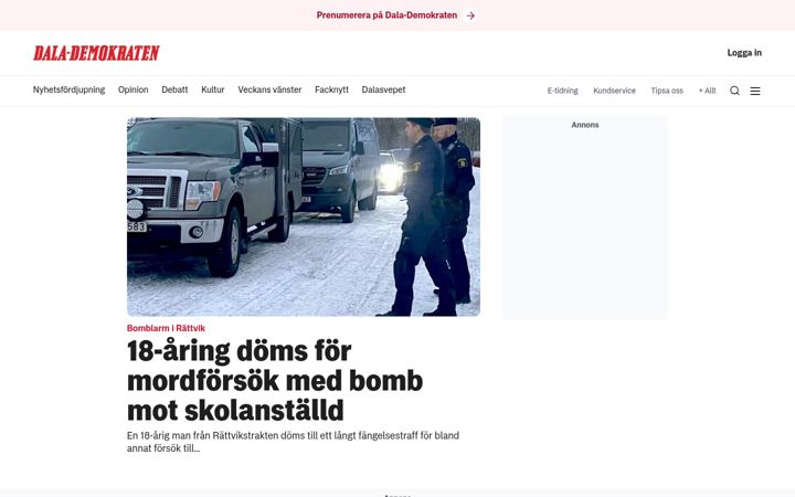 Screenshot of dalademokraten.se