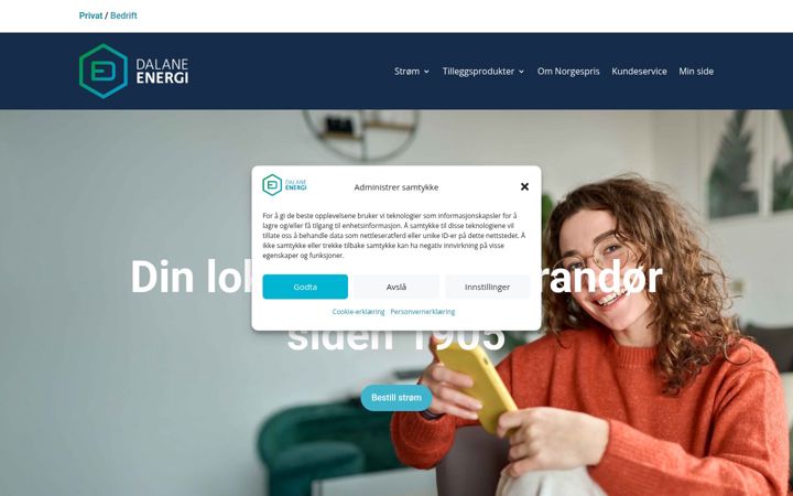 Ekrano kopija dalane-energi.no