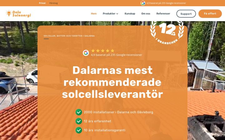Skjámynd af dalasolenergi.se
