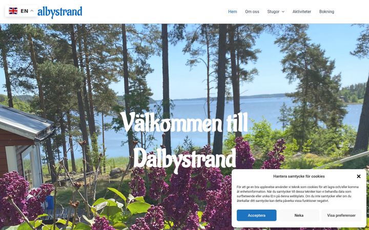Kuvakaappaus sivustosta dalbystrand.se