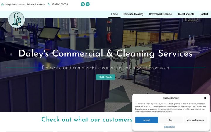 Snímek obrazovky daleycommercialcleaning.co.uk