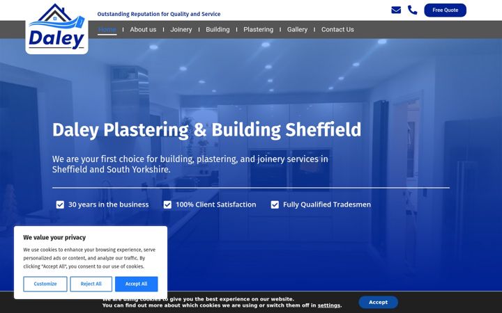 Snímek obrazovky daleyplasteringandbuilding.co.uk