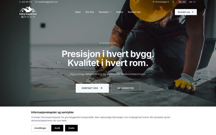 Screenshot stránky dalingbyggservice.no