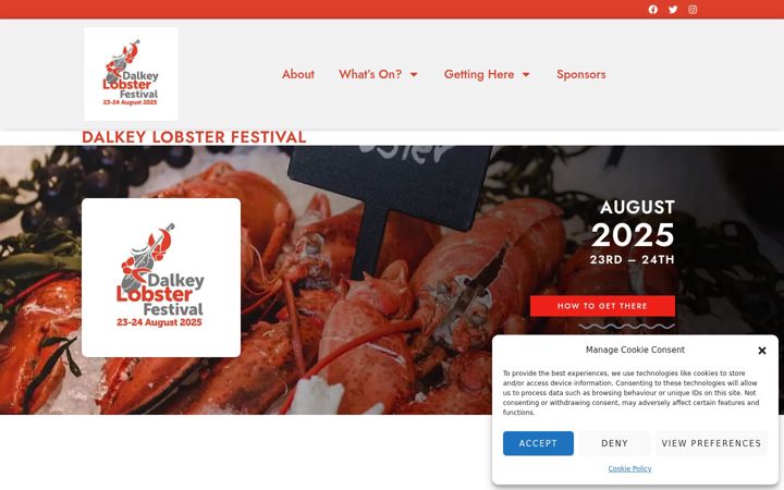 Screenshot of dalkeylobsterfestival.com