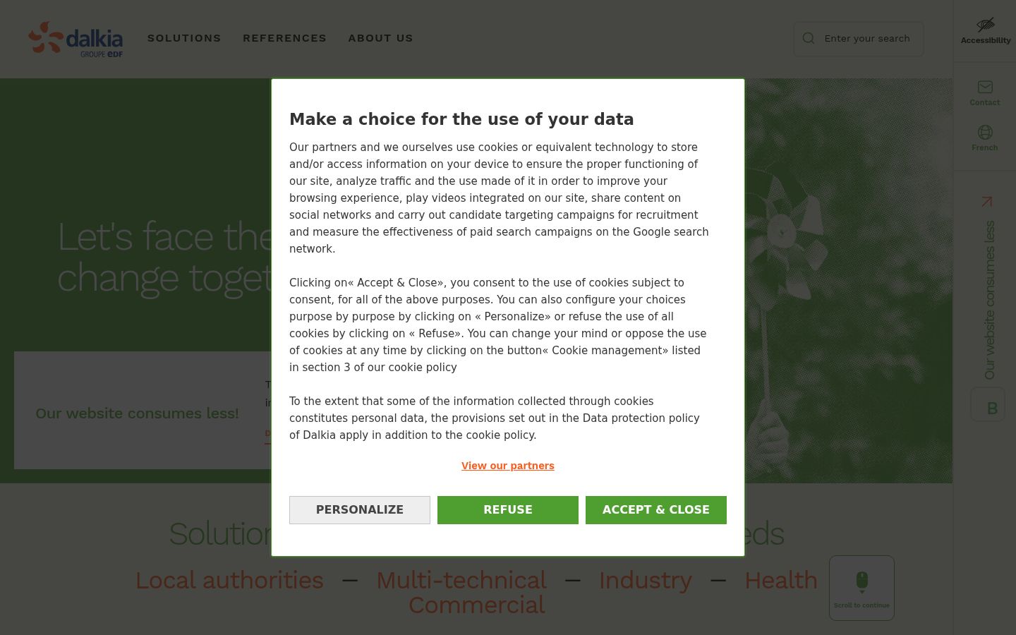 Screenshot del banner di consenso mostrato prima di qualsiasi interazione