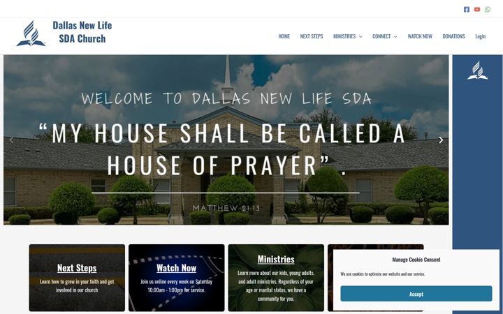 Snímek obrazovky dallasnewlifesda.org