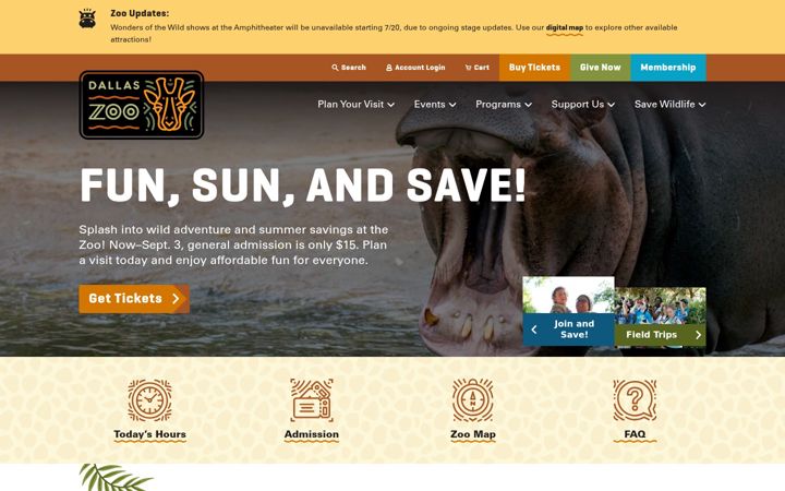 Skærmbillede af dallaszoo.com
