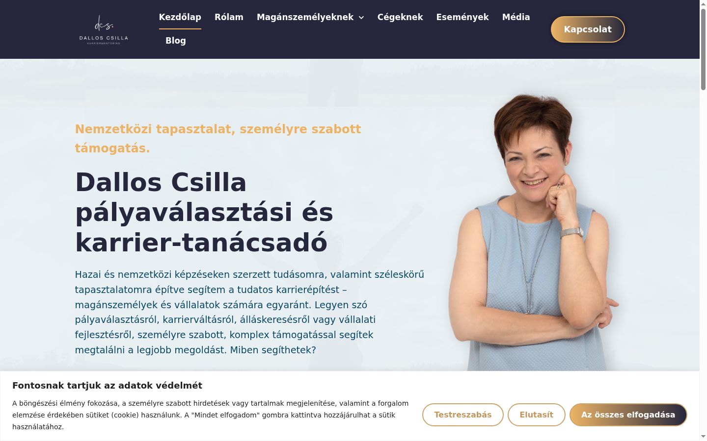 Képernyőkép a bármilyen interakció előtt megjelenő hozzájárulási bannerről