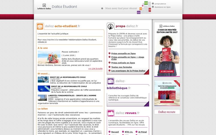 Posnetek zaslona dalloz-etudiant.fr