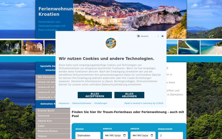 Screenshot of dalmatien-ferienwohnung-ferienhaus.de