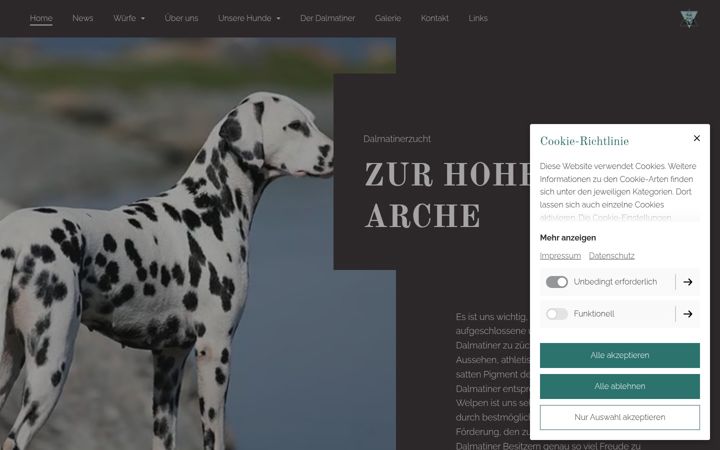 Screenshot of dalmatiner-zurhohenarche.at