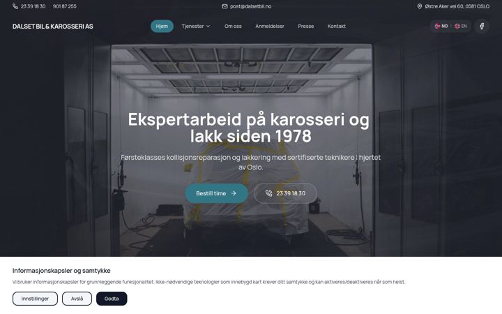 Screenshot stránky dalsetbil.no