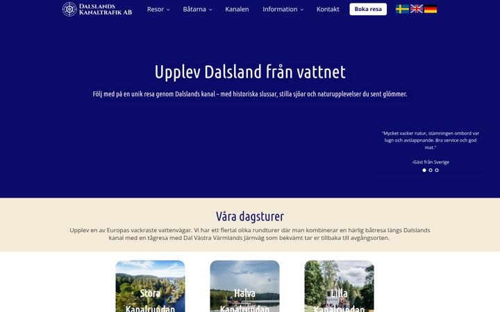 Snímek obrazovky dalslandskanaltrafik.se