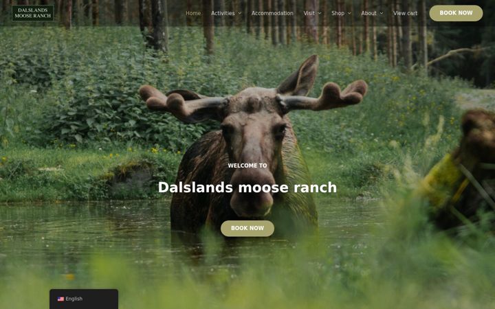 Snímek obrazovky dalslandsmooseranch.se
