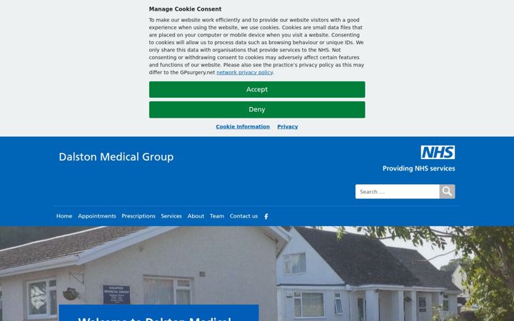 Posnetek zaslona dalstonmedicalgroup.nhs.uk