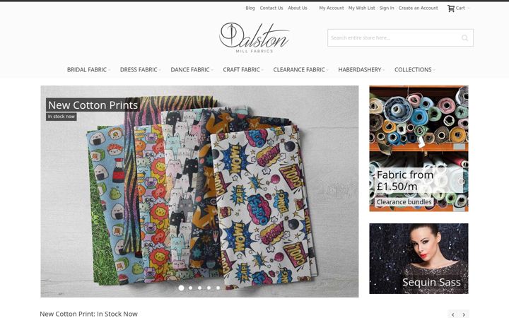 Posnetek zaslona dalstonmillfabrics.co.uk