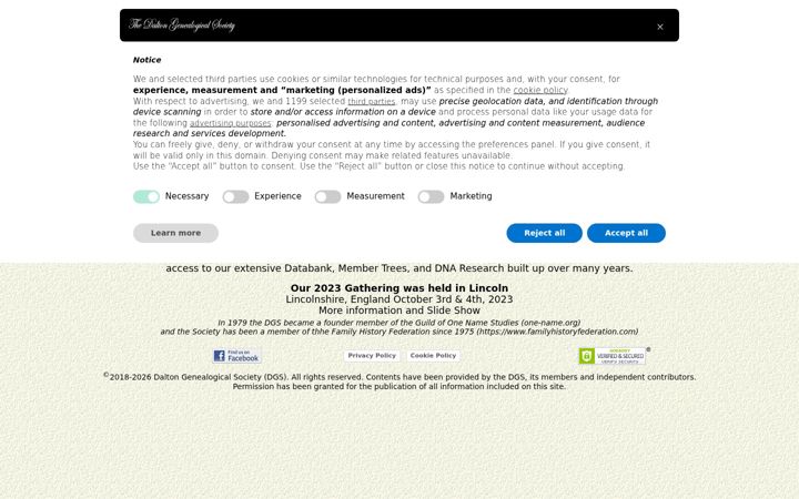 Screenshot of daltongenealogicalsociety.org