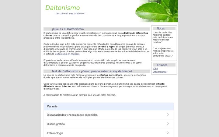 Screenshot di daltonismo.es