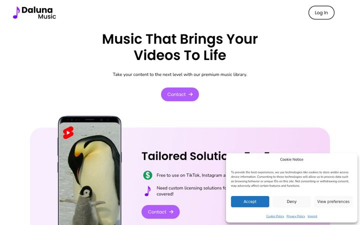 Screenshot of dalunamusic.com