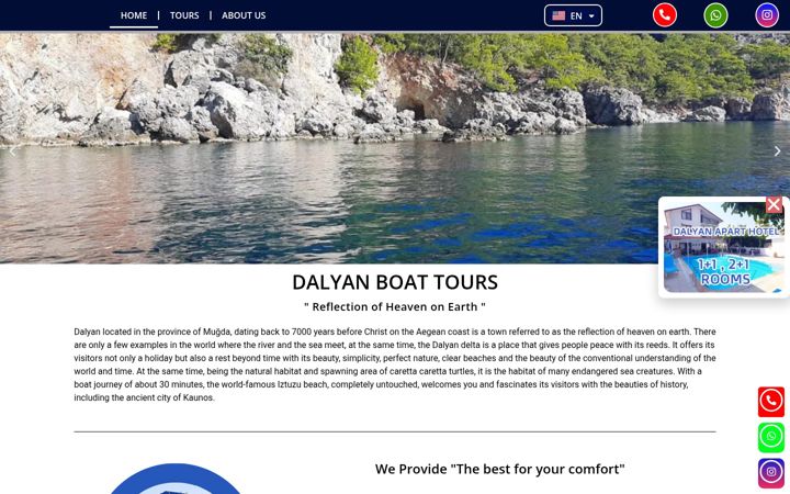 Screenshot of dalyanboattours.com