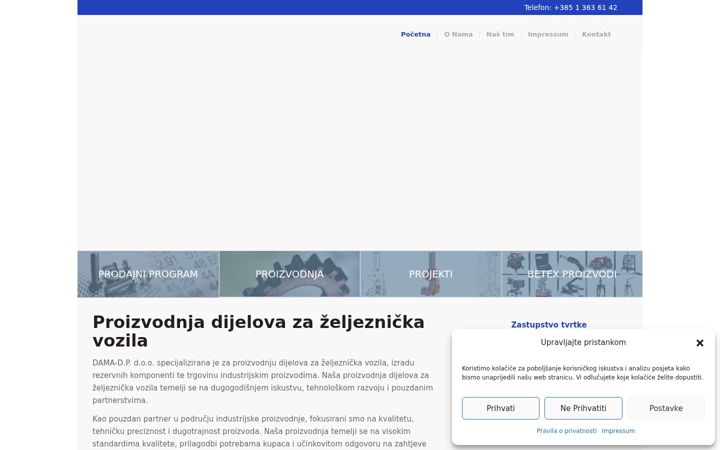 Snimka zaslona za dama-dp.hr
