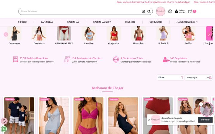 Екранна снимка на damafinnalingerie.com.br