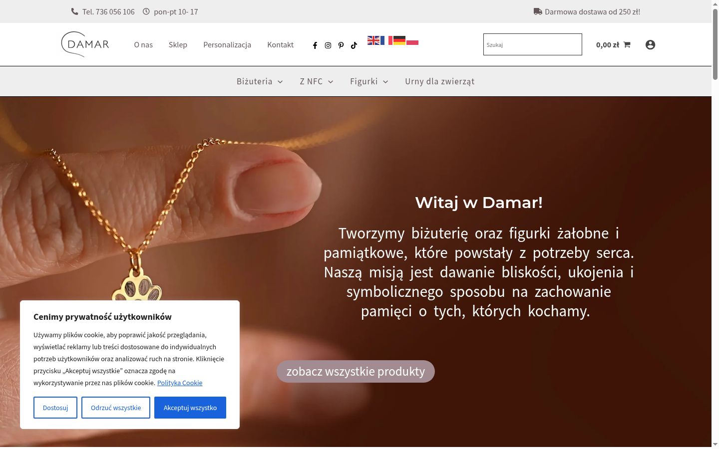 Captura de ecrã do banner de consentimento apresentado antes de qualquer interação