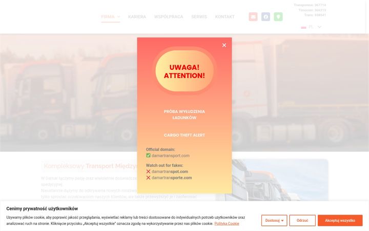 Screenshot of damartransport.com
