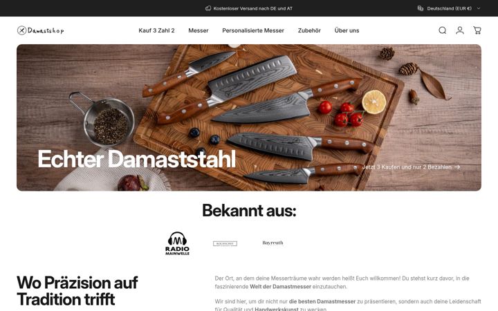 Screenshot of damastshop.de