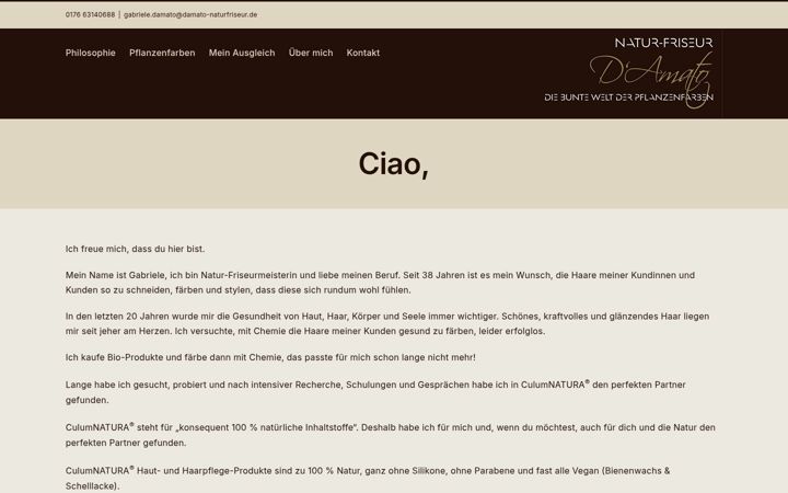 Screenshot of damato-naturfriseur.de