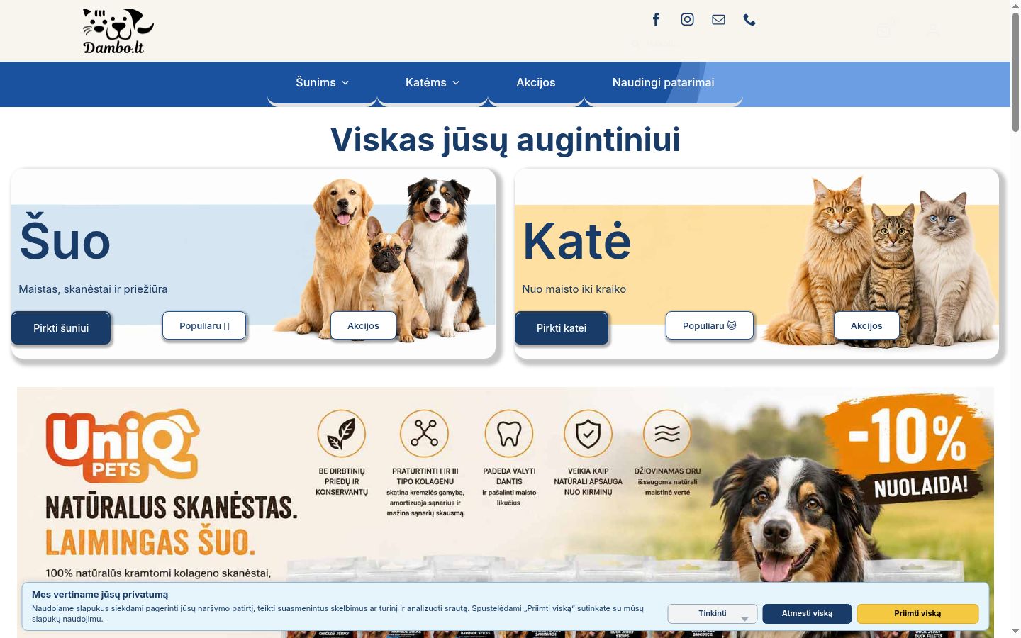 Sutikimo reklamjuostės, rodytos prieš bet kokią sąveiką, ekrano kopija