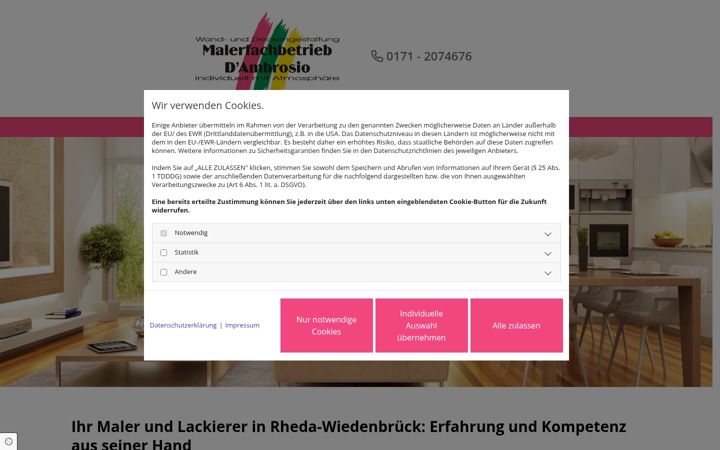 Screenshot of dambrosio-maler-guetersloh.de